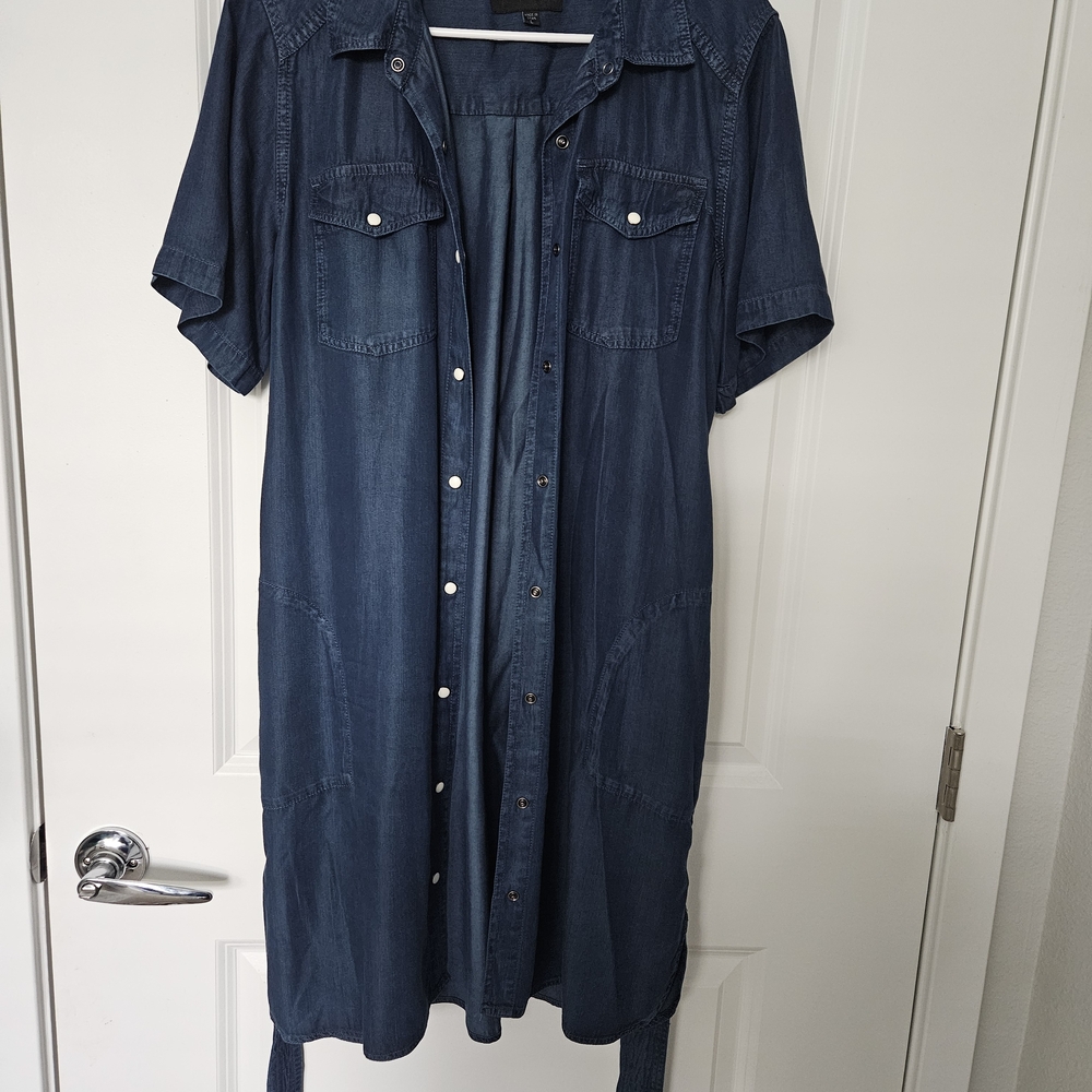Velvet Heart Indigo Button-Down Midi Dress